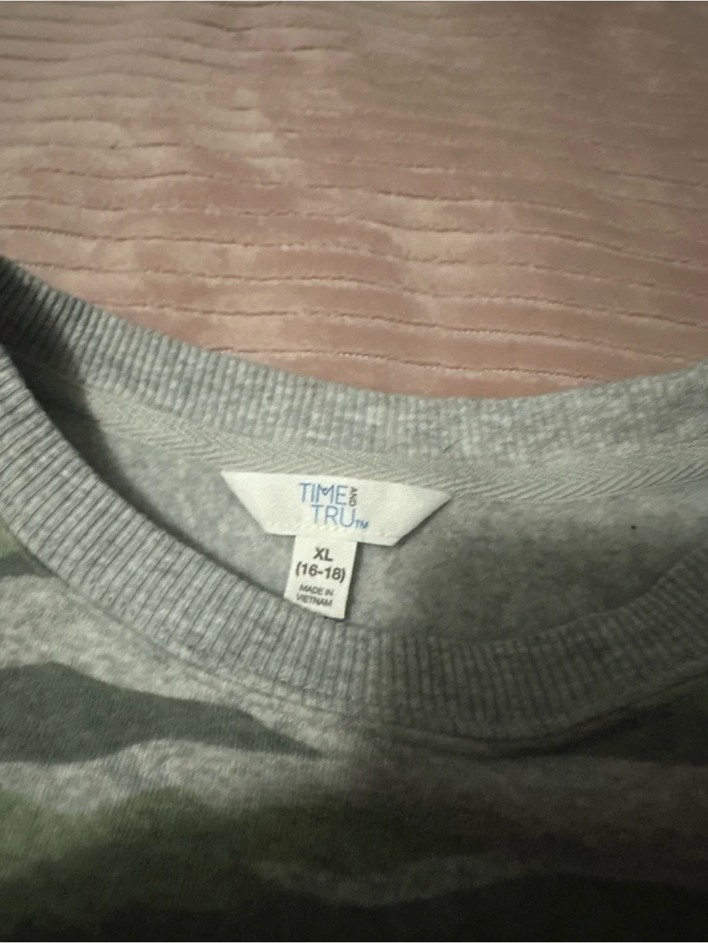 Time and Tru Camo Crewneck